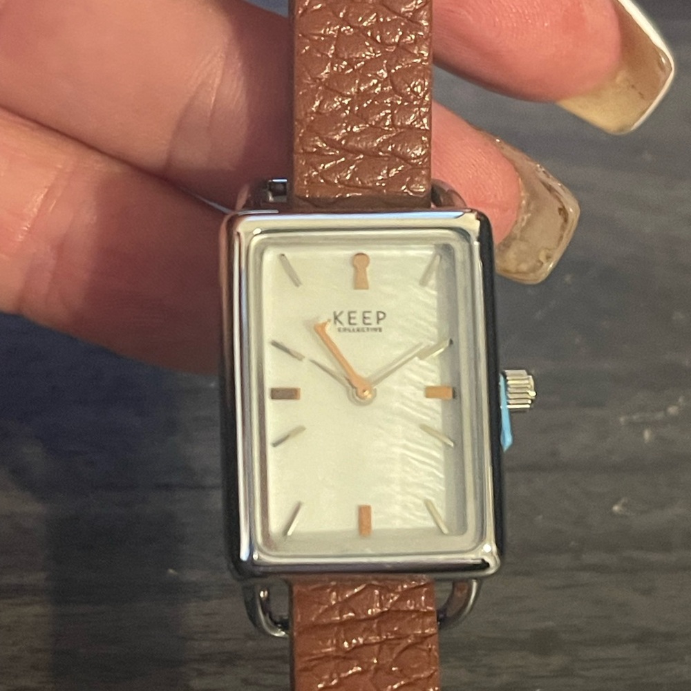 KEEP COLLECTIVE Time Tank Key Watch with Mother of Pearl Face